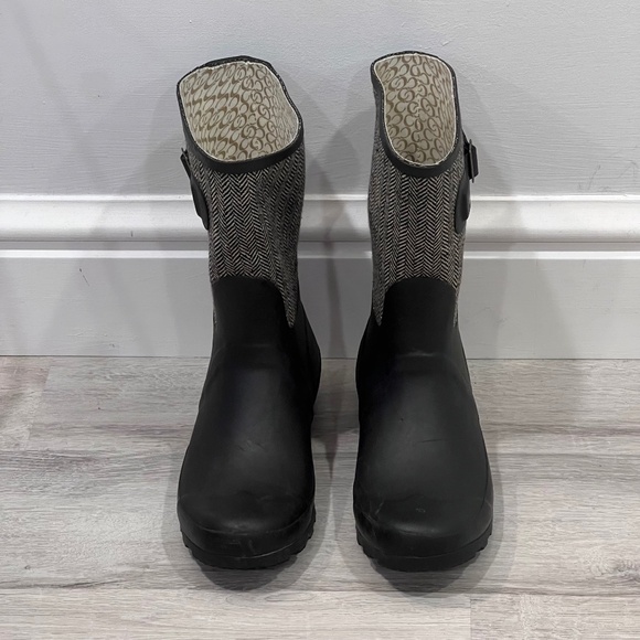 chooka Shoes - Chooka Teeny Tweed Rubber Wellies Rain Boots Dual Buckle Black & Gray Size 7